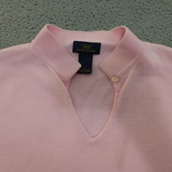 Brooks Brothers Sweater Top Womens Large Pink Short Sleeve Mock Neck Cotton - Picture 4 of 8